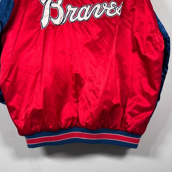 Atlanta Braves Jacket XL Satin Bomber Red Blue Cooperstown Collection G-III - Picture 16 of 16